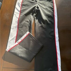Burberry Black and White Joggers with Red Trim